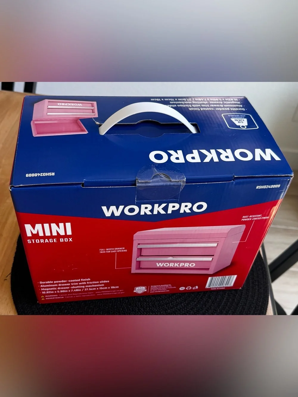 New WORKPRO Metal Mini Tool/Storage Box - Pink Color